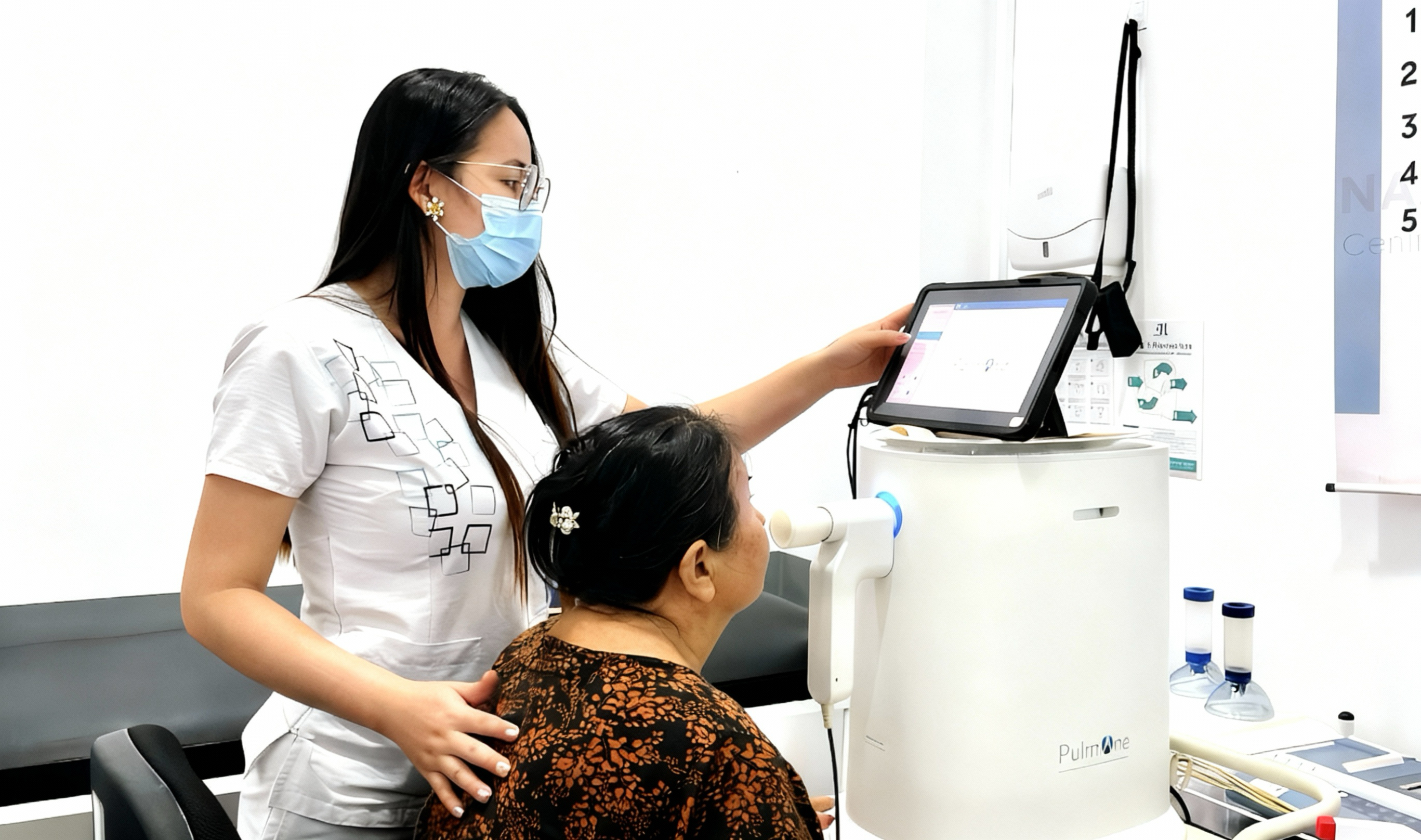 Paciente realizando espirometría - Unidad de Salud Respiratoria